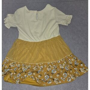 Cottage Core Sundress Mustard Yellow Floral bottom with Thermal ivory Top Sz 16?